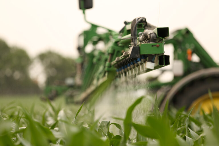 John Deere sprayer applicating